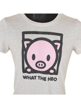 What The Heo T Shirt Womens Size Small Gray Vietnamese Pig Funny Humor